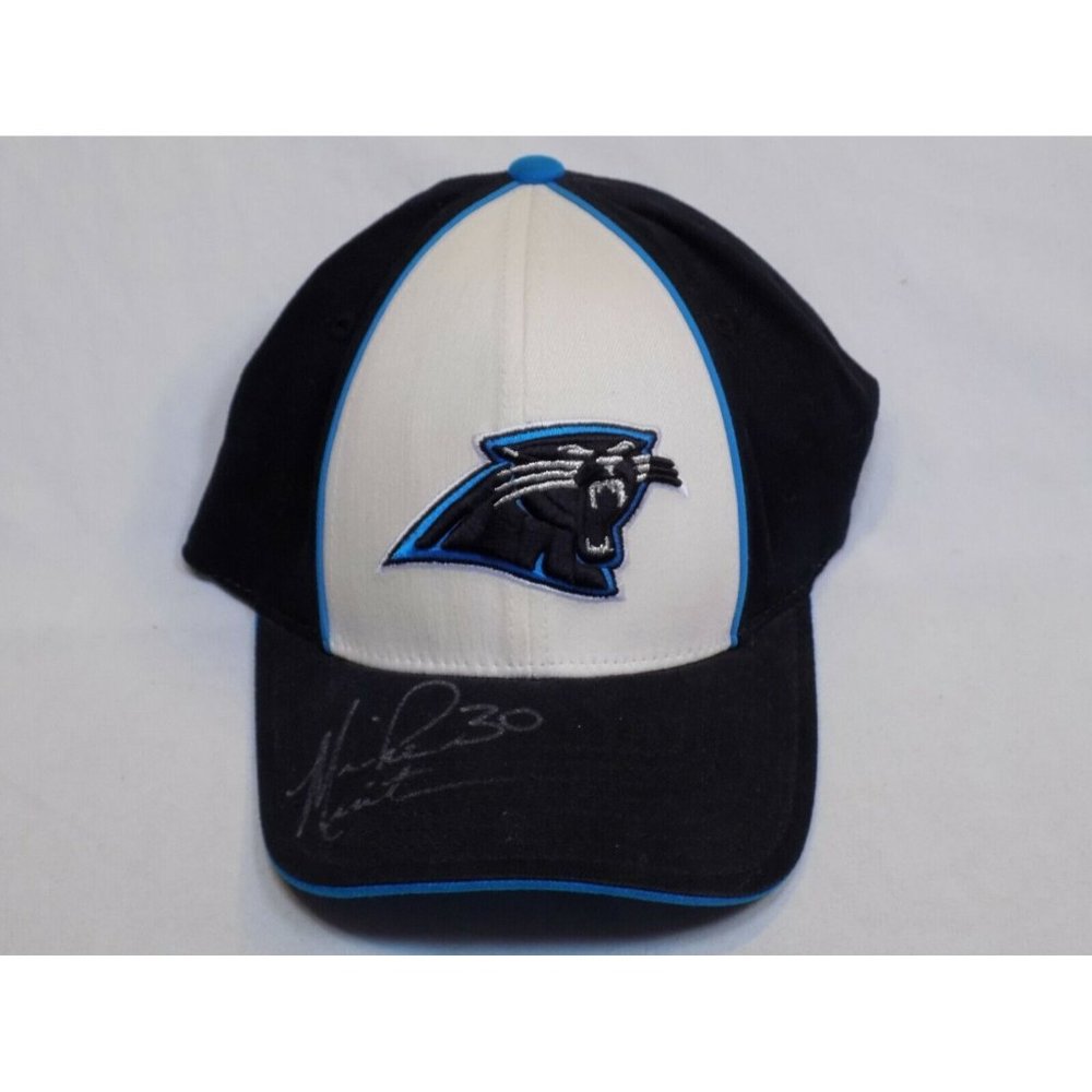 Carolina Panthers Signed Mike Minter 30 Autographed Baseball Hat NFL White Cap